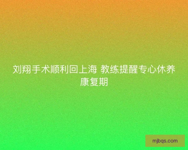 刘翔手术顺利回上海 教练提醒专心休养康复期